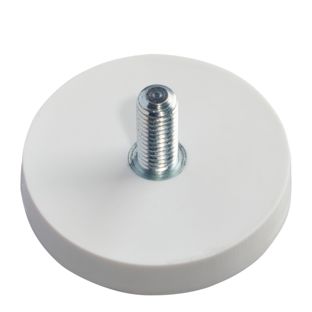 Gummierte Magnete mit Gewinde 31 mm | weiß | M5x12 mm
