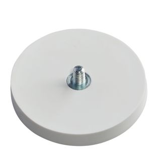 Gummierte Magnete mit Gewinde weiß  | 43 mm | M4x6 mm 