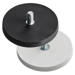 Gummierte Magnete mit Gewinde weiß  | 88 mm | M8x15 mm 