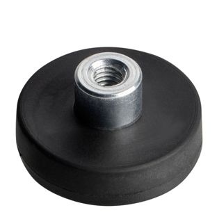Gummierte Magnete mit Gewindebuchse schwarz  | 22 mm | M4 