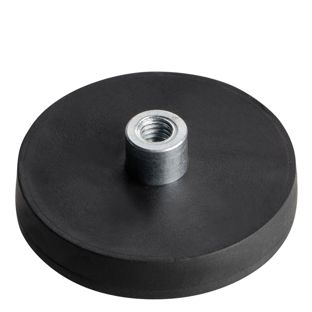 Gummierte Magnete mit Gewindebuchse schwarz  | 31 mm | M4 