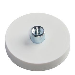 Gummierte Magnete mit Gewindebuchse 31 mm | weiß | M4