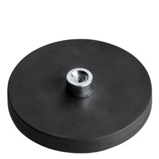 Gummierte Magnete mit Gewindebuchse schwarz  | 43 mm | M4 