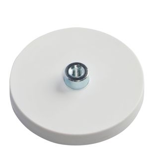 Gummierte Magnete mit Gewindebuchse weiß  | 43 mm | M4 