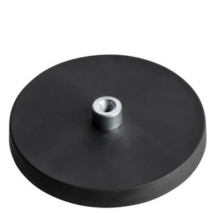 Gummierte Magnete mit Gewindebuchse schwarz  | 66 mm | M5 