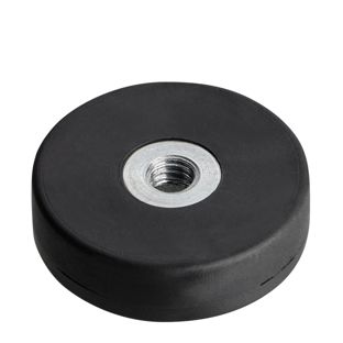 Gummierte Magnete mit Innengewinde schwarz  | 22 mm