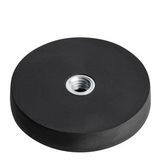 Gummierte Magnete mit Innengewinde schwarz  | 31 mm