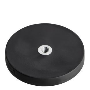 Gummierte Magnete mit Innengewinde schwarz  | 43 mm