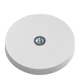 Gummierte Magnete mit Innengewinde weiß  | 43 mm