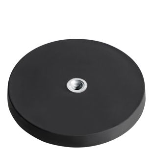Gummierte Magnete mit Innengewinde schwarz  | 66 mm
