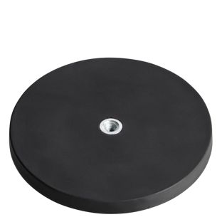 Gummierte Magnete mit Innengewinde schwarz  | 88 mm