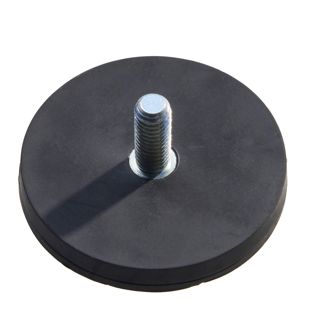 Gummierte Magnete mit Gewinde schwarz  | 43 mm | M6x15 mm 