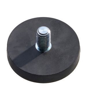 Gummierte Magnete mit Gewinde schwarz  | 31 mm | M6x11 mm 