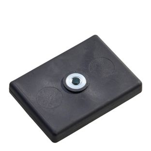 Gummierte Magnete, rechteckig, mit Innengewinde schwarz | M4x4,5 mm | 13 kg
