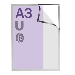 Magnetrahmen A3, selbstklebend silber  | selbstklebend vollflächig 