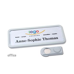 Namensschilder OFFICE, magnetisch 75 x 27 mm  | grau  | smag® Magnet 