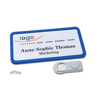 Namensschilder OFFICE, magnetisch 75 x 37 mm  | blau  | smag® Magnet 