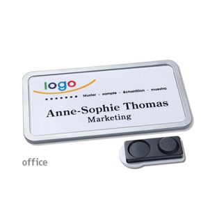 Namensschilder OFFICE, magnetisch 75 x 37 mm  | edelstahl  | smag® Magnet 