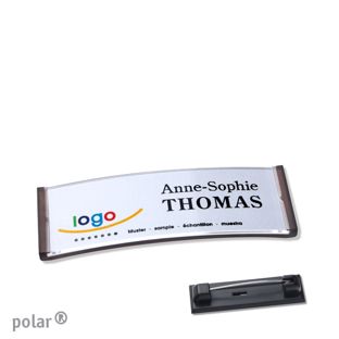Namensschild mit Nadel polar® transluzent, anthrazit | 64 x 22 mm
