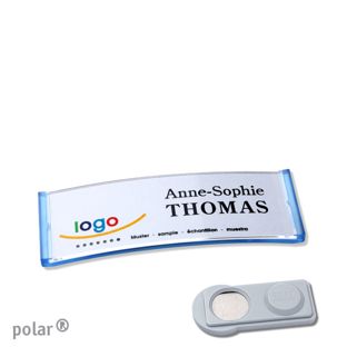 Namensschilder polar®, magnetisch smag® Magnet | transluzent, blau | 64 x 22 mm