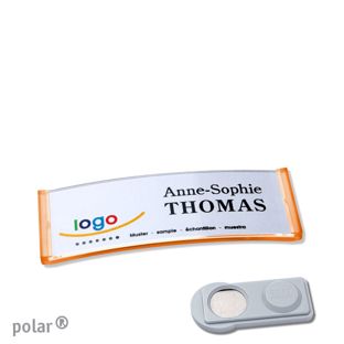 Namensschilder polar®, magnetisch smag® Magnet | transluzent, orange | 64 x 22 mm