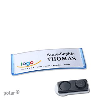 Namensschilder polar®, magnetisch smag® Magnet, extra stark | transluzent, blau | 64 x 22 mm