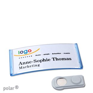 Namensschilder polar®, magnetisch smag® Magnet | transluzent, blau | 65 x 30 mm