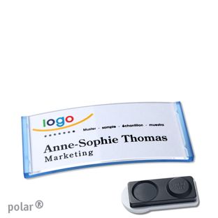 Namensschilder polar®, magnetisch smag® Magnet, extra stark | transluzent, blau | 65 x 30 mm