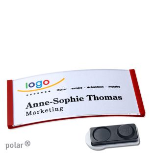 Namensschilder polar®, magnetisch smag® Magnet, extra stark | rot | 74 x 34 mm
