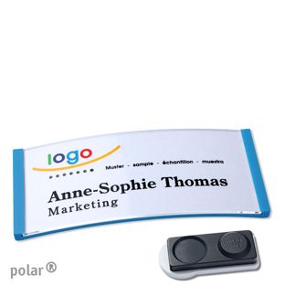 Namensschilder polar®, magnetisch smag® Magnet, extra stark | mittelblau | 74 x 34 mm
