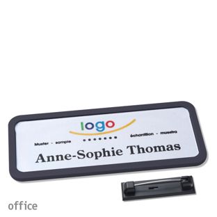 Namensschild mit Nadel OFFICE schwarz | 75 x 27 mm