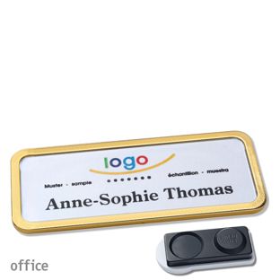 Namensschilder OFFICE, magnetisch smag® Magnet, extra stark | gold | 75 x 27 mm