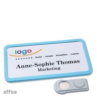 Namensschilder OFFICE, magnetisch smag® Magnet | pastellblau | 75 x 37 mm