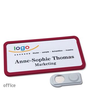 Namensschilder OFFICE, magnetisch smag® Magnet | bordeauxviolett | 75 x 37 mm
