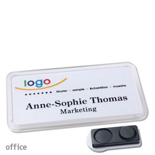 Namensschilder OFFICE, magnetisch smag® Magnet, extra stark | transparent | 75 x 37 mm