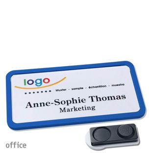 Namensschilder OFFICE, magnetisch smag® Magnet, extra stark | blau | 75 x 37 mm