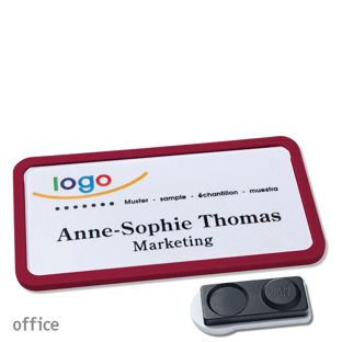 Namensschilder OFFICE, magnetisch smag® Magnet, extra stark | bordeauxviolett | 75 x 37 mm