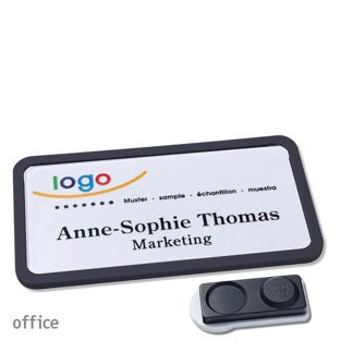 Namensschilder OFFICE, magnetisch smag® Magnet, extra stark | schwarz | 75 x 37 mm