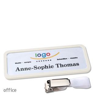 Namensschild mit Clip office Hängerclip | weiß | 75 x 27 mm