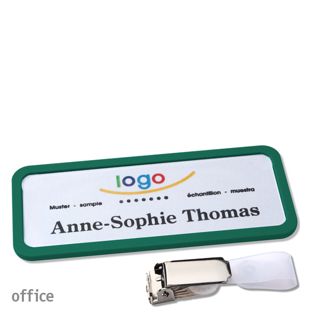 Namensschild mit Clip office Hängerclip | grün | 75 x 27 mm