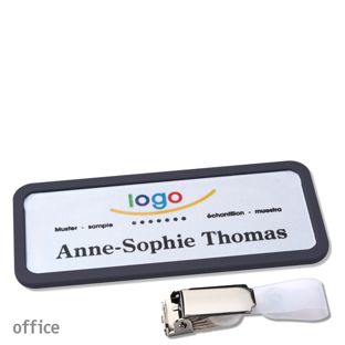 Namensschild mit Clip office Hängerclip | schwarz | 75 x 27 mm