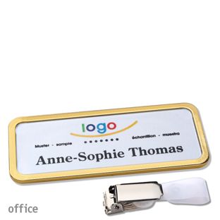 Namensschild mit Clip office Hängerclip | gold | 75 x 27 mm