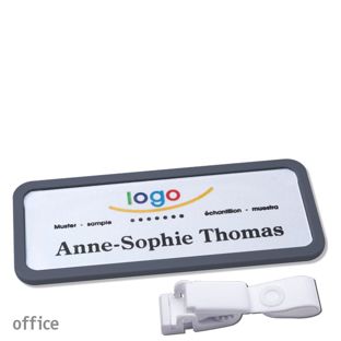 Namensschild mit Clip office Hängerclip metallfrei | anthrazit | 75 x 27 mm
