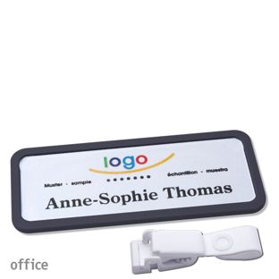 Namensschild mit Clip office Hängerclip metallfrei | schwarz | 75 x 27 mm