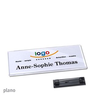 Namensschild mit Nadel PLANO 75 x 27 mm