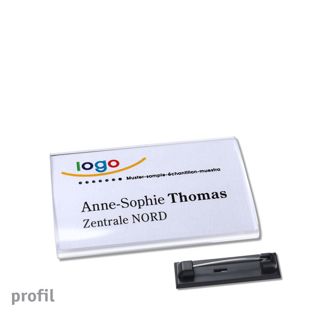 Namensschild mit Nadel PROFIL 60 x 37 mm