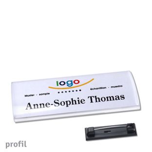 Namensschild mit Nadel PROFIL 75 x 27 mm 
