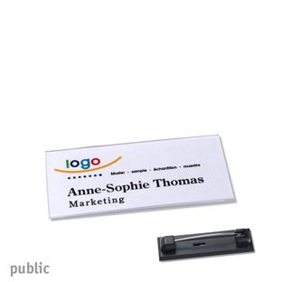 Namensschild mit Nadel PUBLIC 60 x 27 mm 