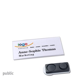Namensschilder PUBLIC, magnetisch 60 x 27 mm  | smag® Magnet, extra stark 