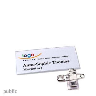 Namensschild mit Klammer public 60 x 27 mm 